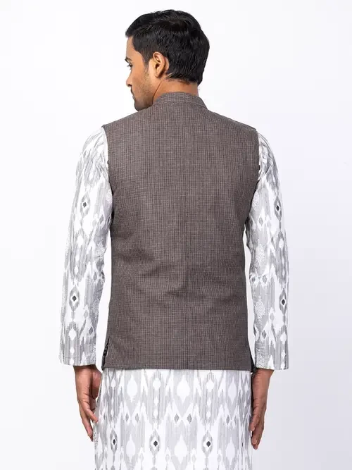 Brown & Black Textured Cotton Koti 0