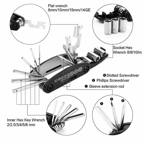 16 in 1 Portable Multipurpose Motor cycle Tool Kit 4