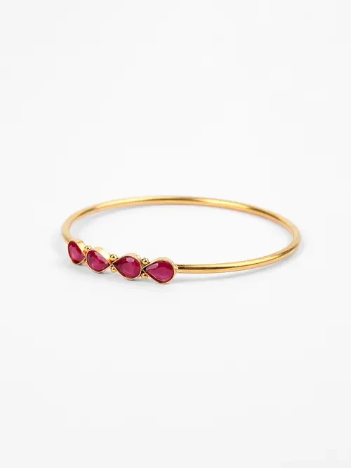 Simulated Ruby Brass Bangle
