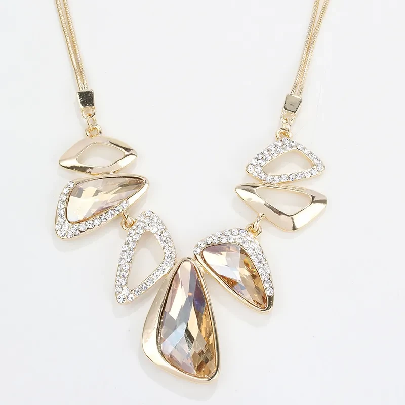 Geometric Crystal Clavicle Necklace 0