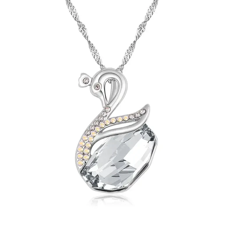 Crystal silver color long chain necklace 4