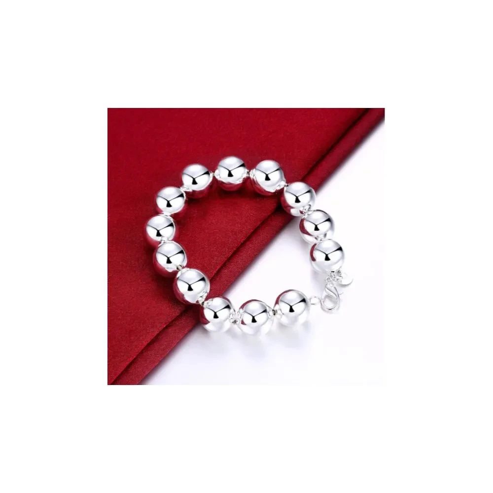 10mm Bead Ball & Silver Chain Pendant Bracelet For Women 0