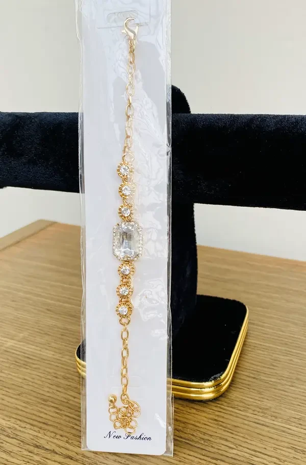 Buy White Stone Golden Chain Bracelet for Women 1