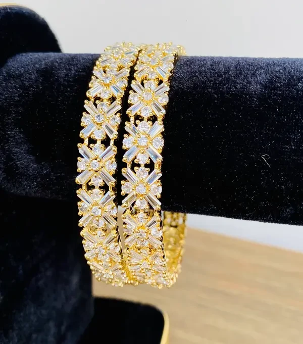 Get Faux Stone Golden Bangles for Women 3