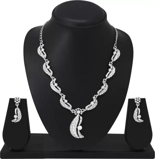 Alloy Rhodium Silver Jewellery Set