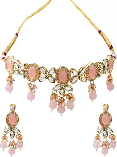 Alloy Gold Plated Orange Jewellery Set