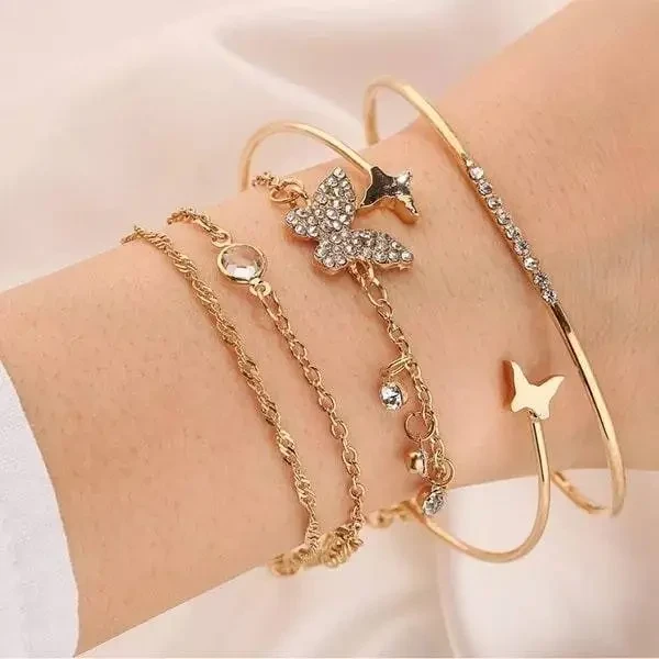 Butterfly Star Heart Moon Mixed Design Crystal Stone Bracelet For Ladies 2