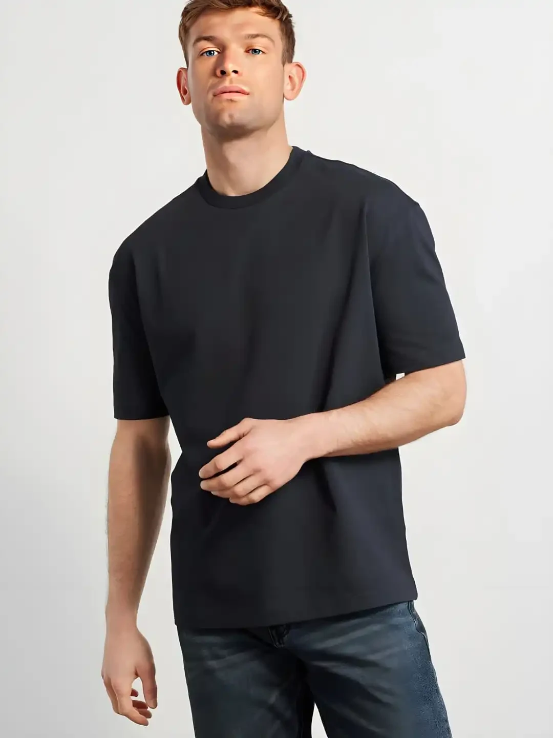Premium Black Solid Drop Shoulder