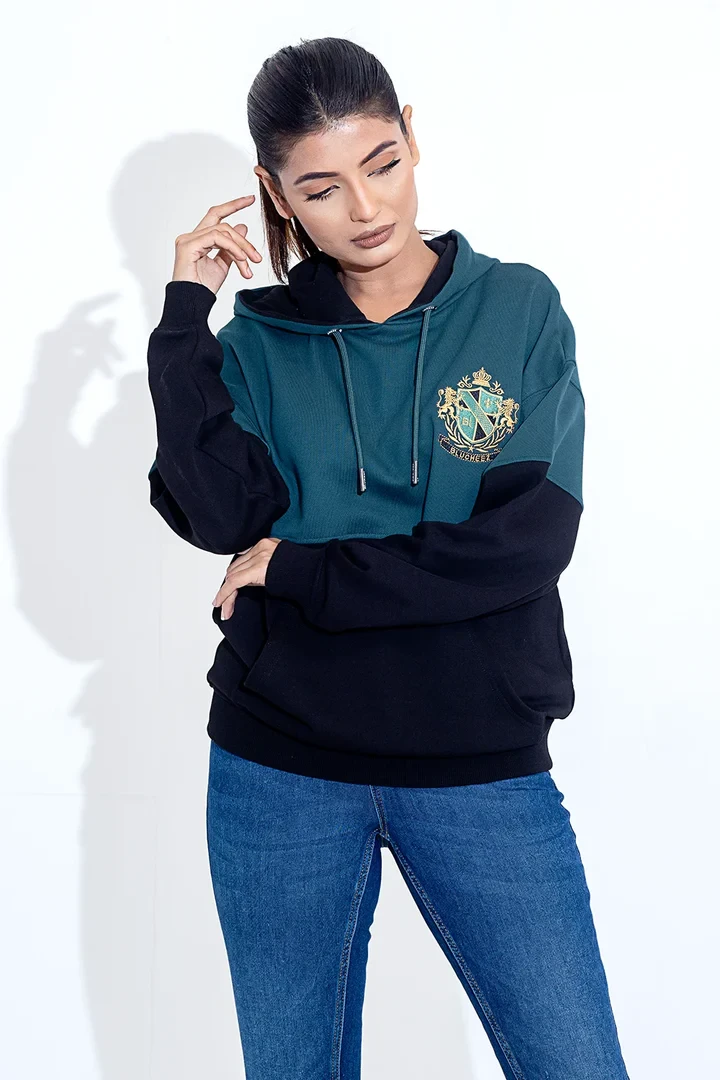Drop Shoulder Embroidered Hoodie