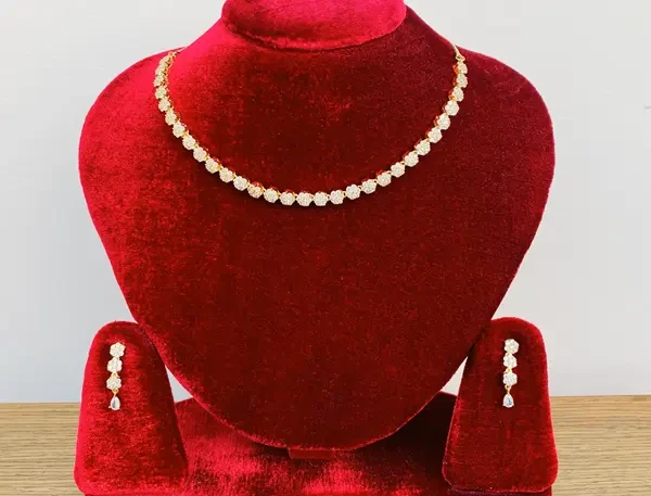 Buy American Diamond Stud Silver Plated Neckless 0