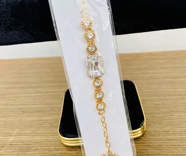 Buy White Stone Golden Chain Bracelet for Women 0