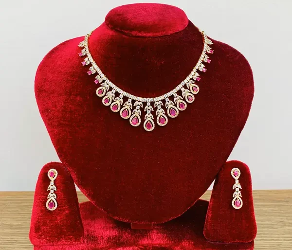 Get Beautiful Stone Diamond Cut Jewellery Set For Women With Earrings 3