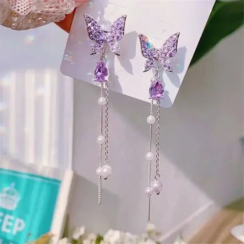 Butterfly Pendant Earring Studs Jewellery Ornaments for Ladies 2