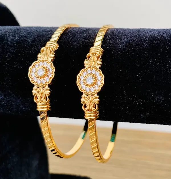 Buy Plain Finish Golden Bangles for Women 5