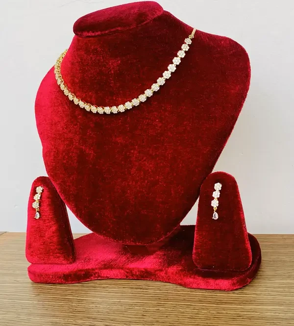 Buy American Diamond Stud Silver Plated Neckless