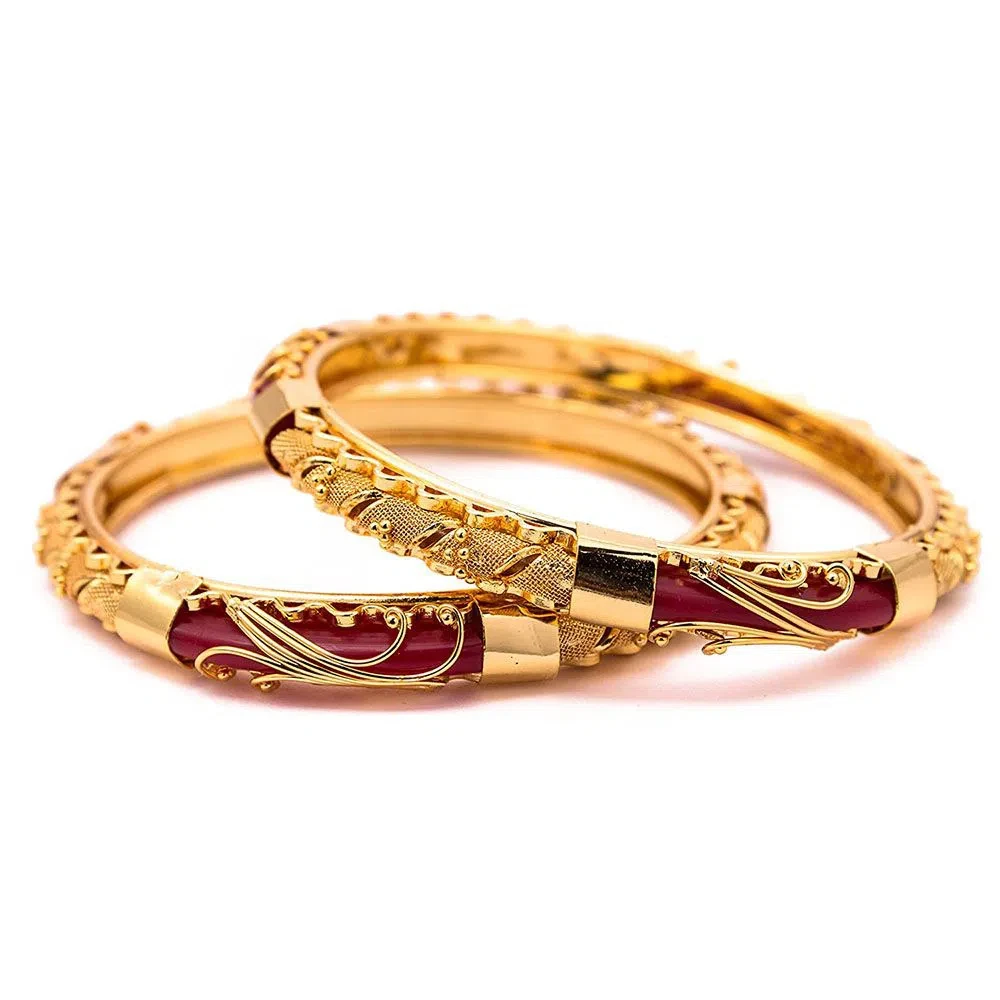Gold Plated Red Bangles for Women and Girls