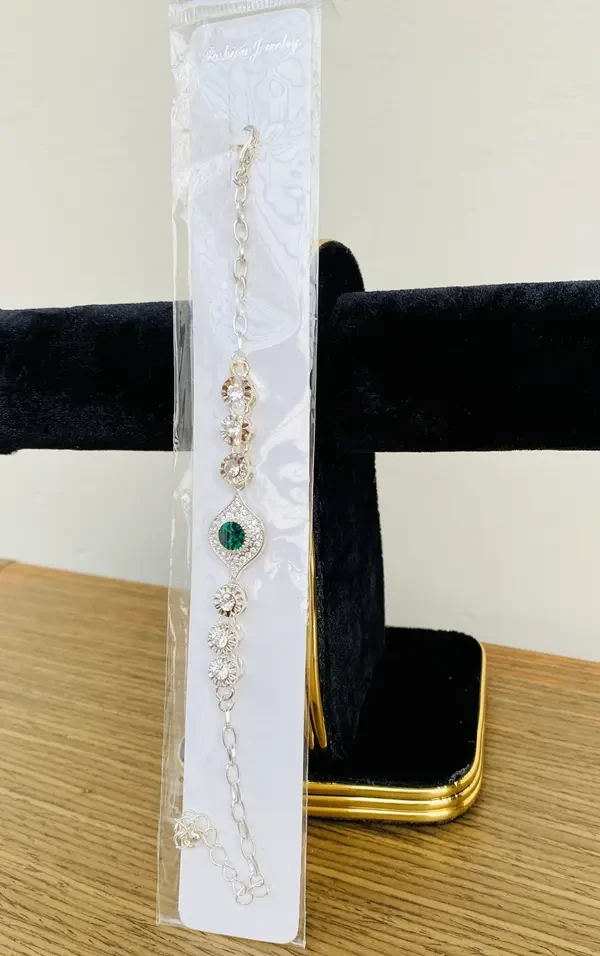 Buy Green Gemstone Silver Plated Bracelet 2