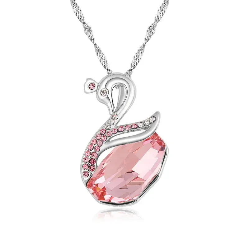 Crystal silver color long chain necklace 3