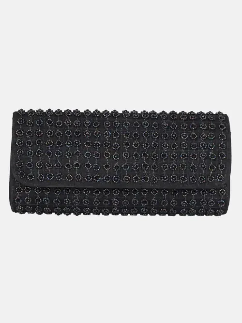 Black Erri Embroidered Dupioni Silk Purse 1