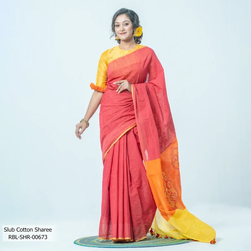 Slub Cotton Sharee For Women's