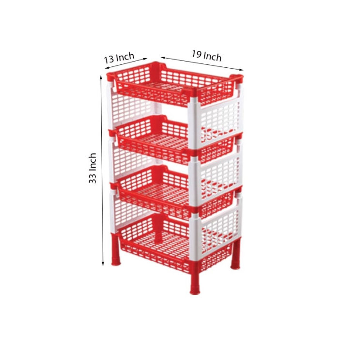 Storage Rack 4 Step Red & White Color