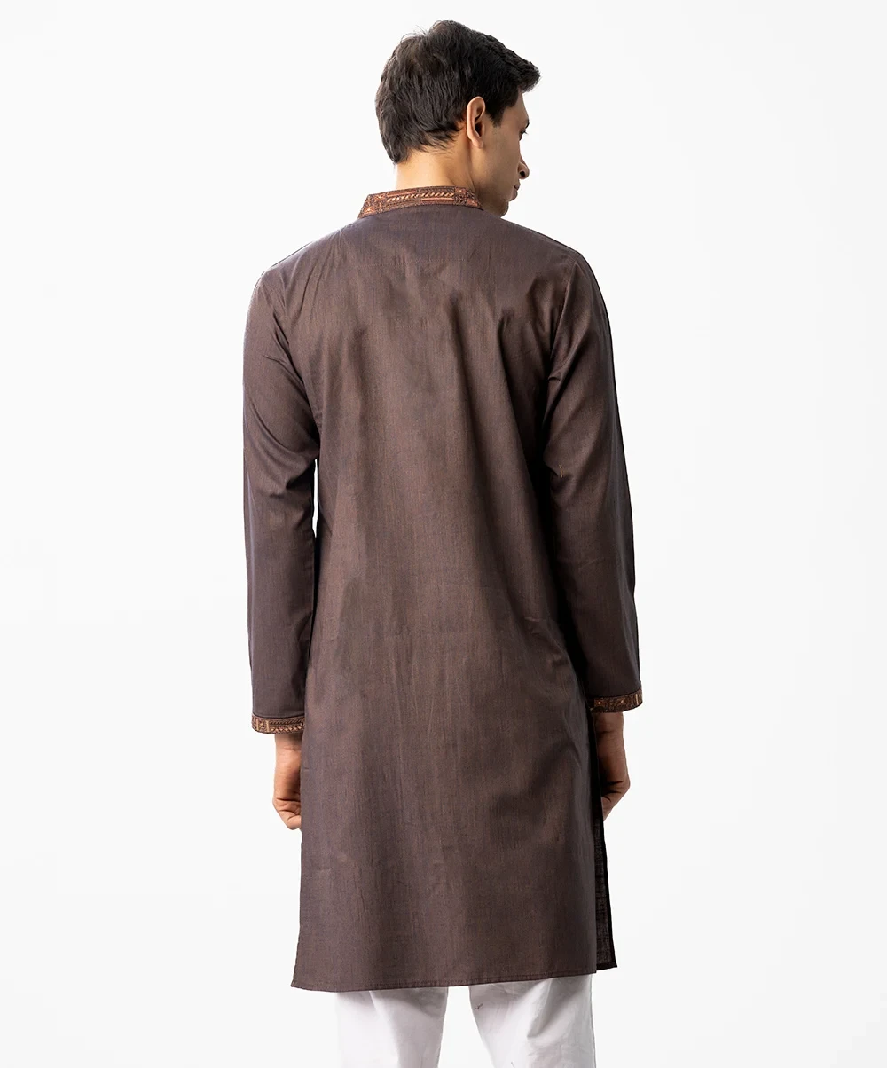 Brown Color Semi Fitted Panjabi 3