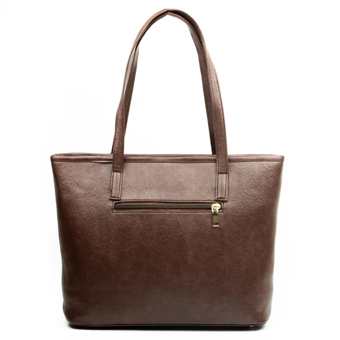 Bella Chocolate Leather Tote Bag 2