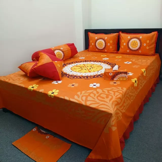 Orange Color 8 Pcs Bed Sheet