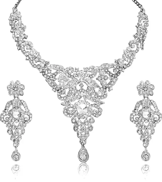 Rhodium Alloy Silver Jewellery Set