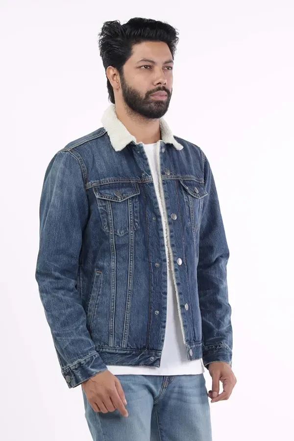 Get Dark Wash Mens Denim Jacket