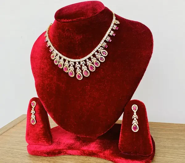 Get Beautiful Stone Diamond Cut Jewellery Set For Women With Earrings 1