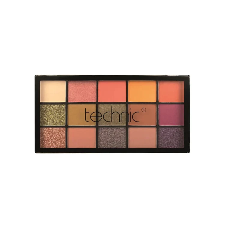 Technic Pressed Pigment Eyeshadow 15 Color Palette Cinnamon Swirl 30g