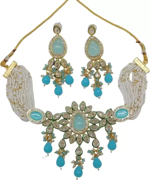 Alloy Gold-Plated Turquoise Jewellery Set
