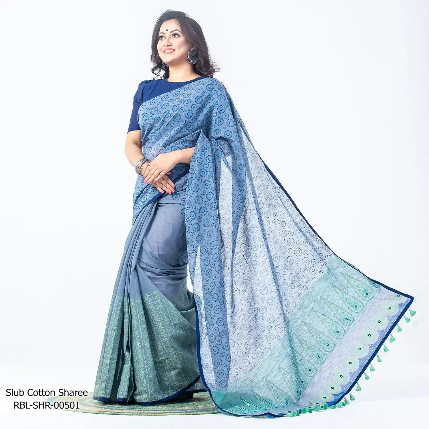 Slub Cotton Screen Print Sharee