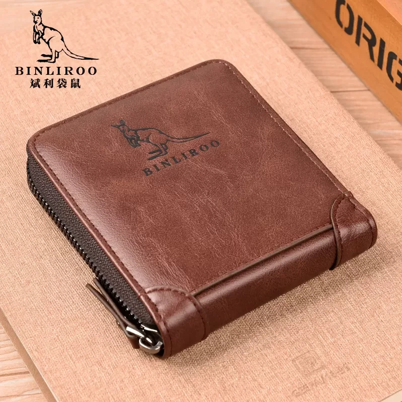 Binliroo Authentic Branded High Quality Leather Full Zipper Closed Wallet