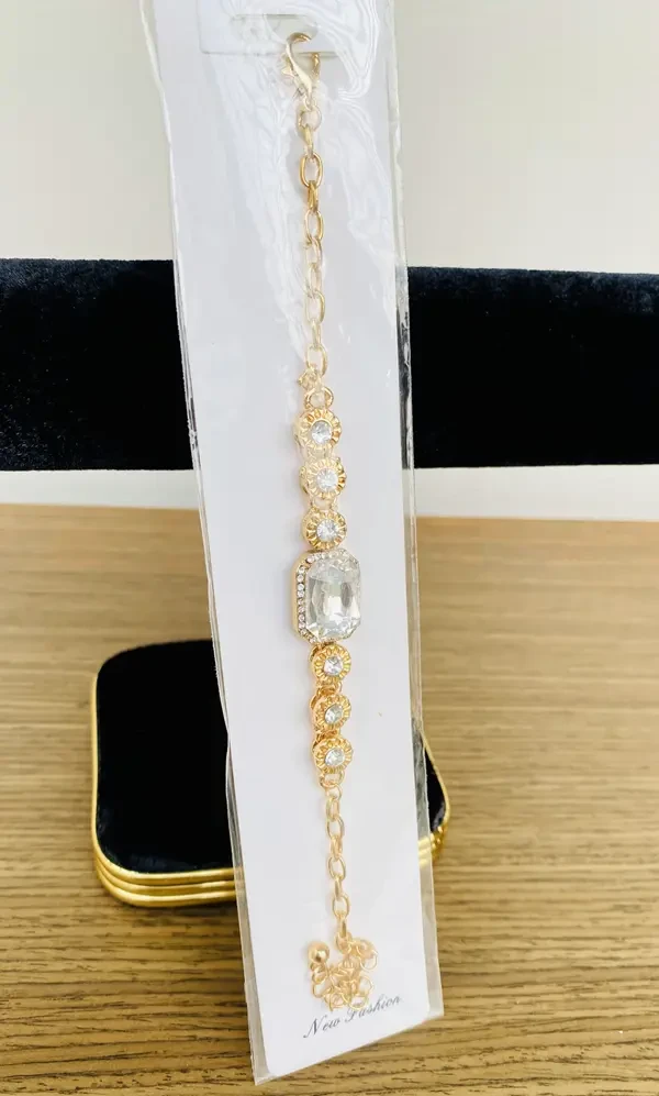 Buy White Stone Golden Chain Bracelet for Women