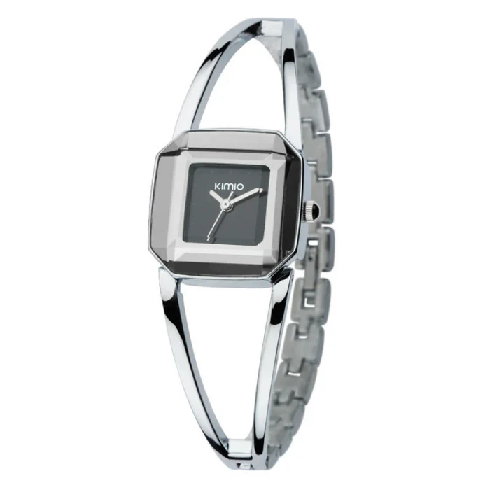 Kimio Hollow Silver Square Dial Ladies Watch