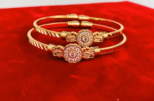 Buy Plain Finish Golden Bangles for Women 0