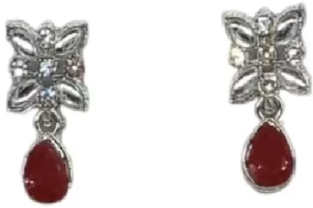 Alloy Rhodium Ruby Red Jewellery Set 1
