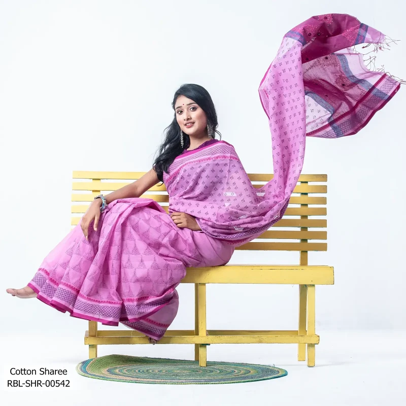 Block-Print and Handwork Cotton Sharee