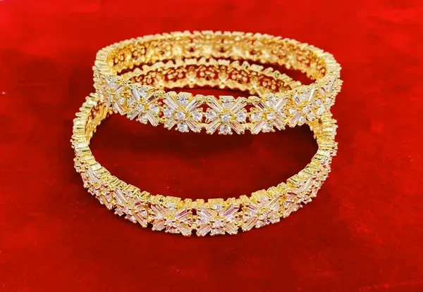 Get Faux Stone Golden Bangles for Women