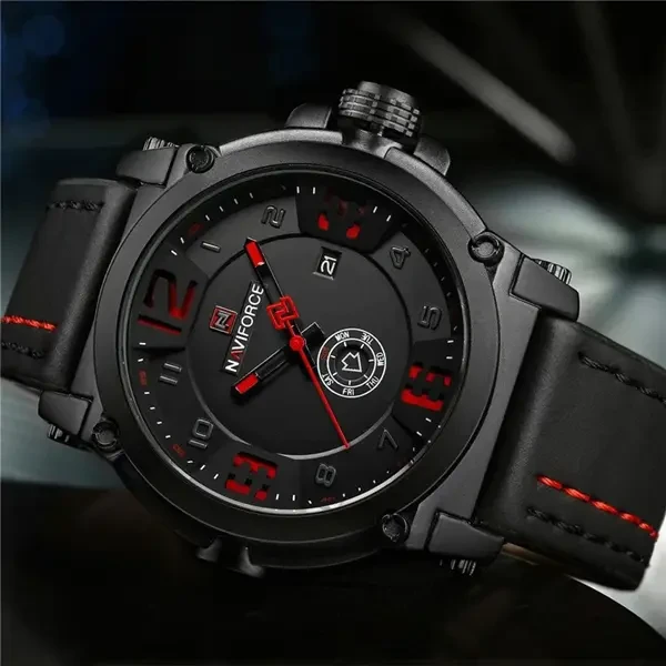 Get Naviforce Black Red- 9099 L.