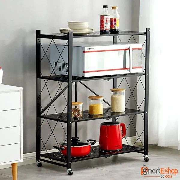 4 Layer Foldable Oven & Kitchen Rack With Wheels
