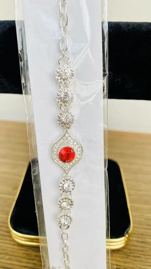 Buy Beautiful Red Gemstone Silver Bracelet 0