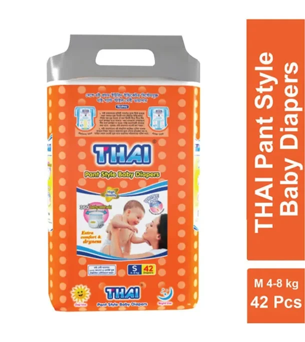 Thai Baby Diapers Pant System S size 4-8kg-42Pcs