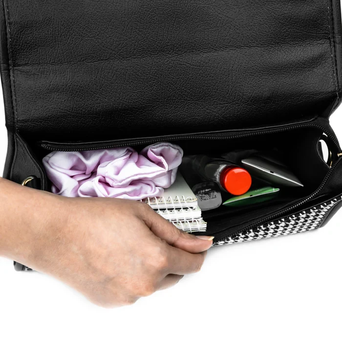 Refined Retro Black Houndstooth Ladies Shoulder Bag 2