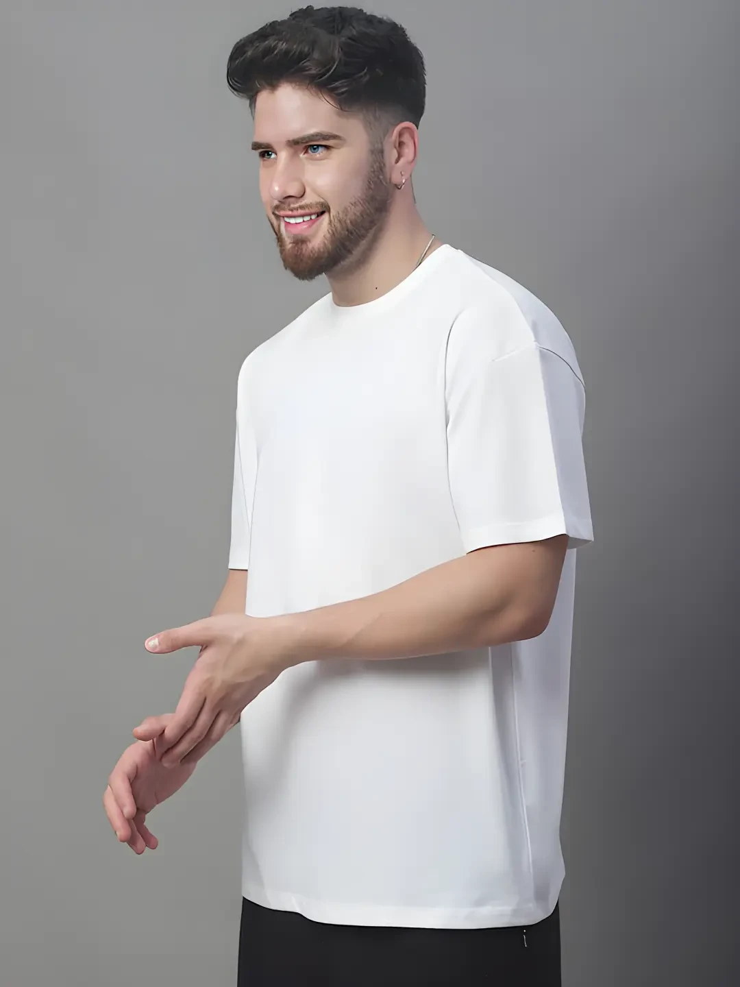 Premium White Solid Drop Shoulder