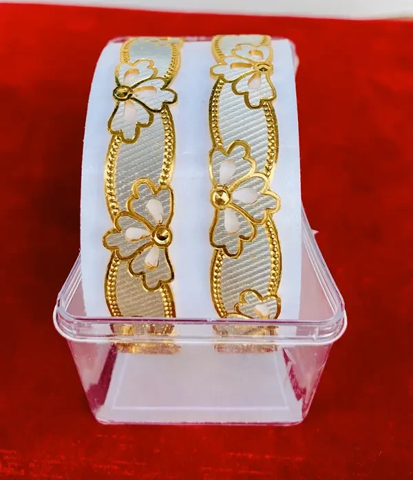 Buy Gold Plated Silver Studded Bangles for Women 4