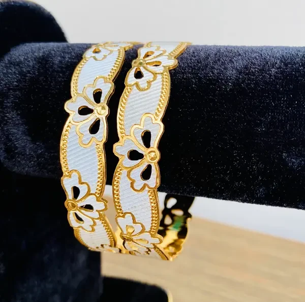 Buy Gold Plated Silver Studded Bangles for Women 0