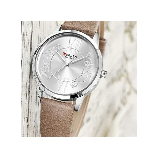 Curren Lite Brown Leather And Silver Frame Watch 0